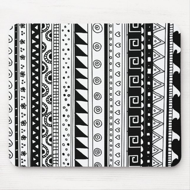 Stammes- Schwarzweiss-Muster Mousepad (Vorne)