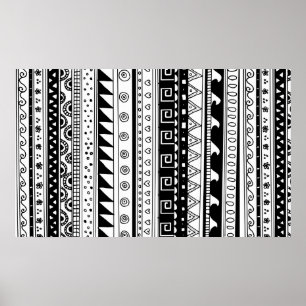 Stammes- Schwarzweiss-Muster Poster
