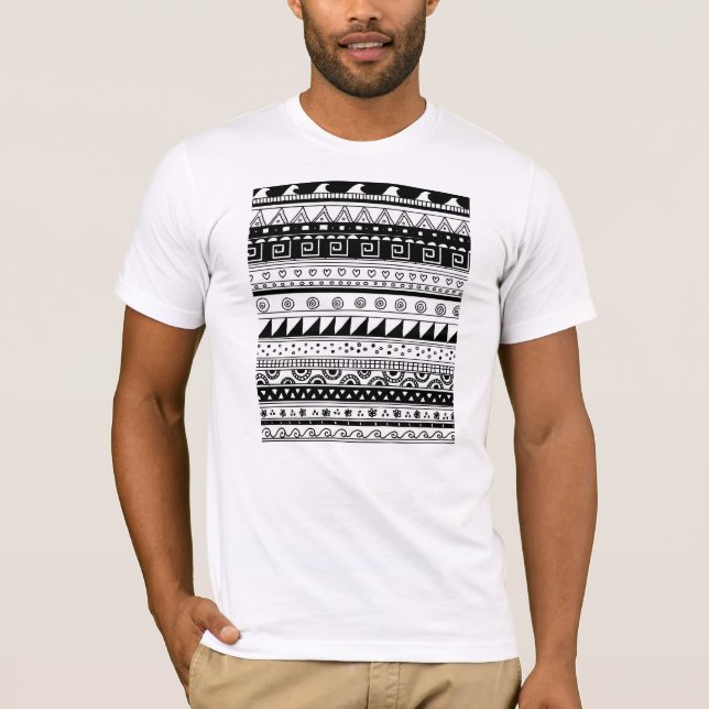 Stammes- Schwarzweiss-Muster T-Shirt (Vorderseite)