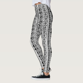 Stammes- Streifen-Schwarzweiss-Leggings Leggings