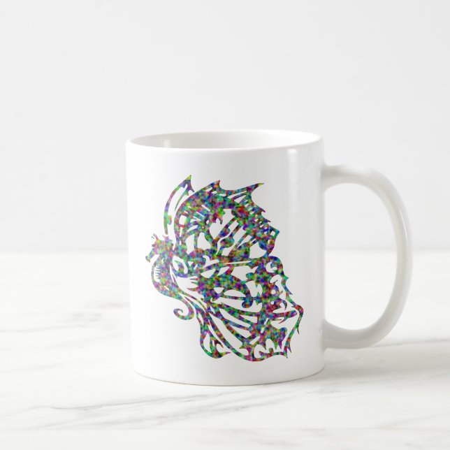 Stammes- Tätowierungs-Schmetterlings-Seepferd Kaffeetasse (Rechts)