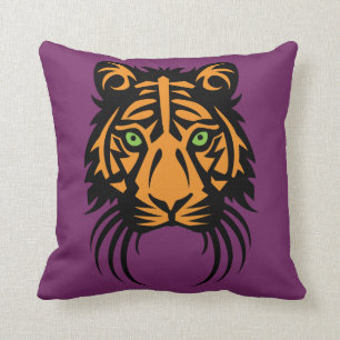 Stammes- Tiger-Tätowierungs-Schwarz-Orange auf Kissen