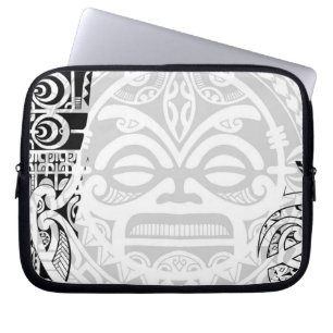 Stammes- tiki Totem-Gesichtsmaske tatoo Entwurf Laptopschutzhülle