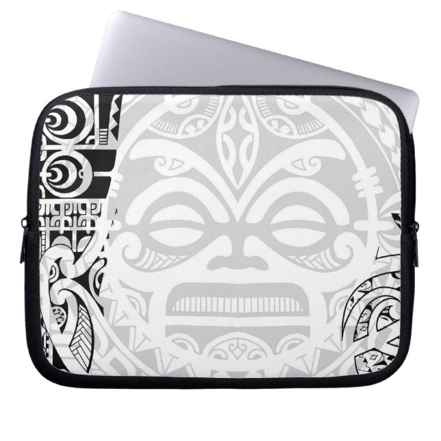 Stammes- tiki Totem-Gesichtsmaske tatoo Entwurf Laptopschutzhülle (Vorderseite)