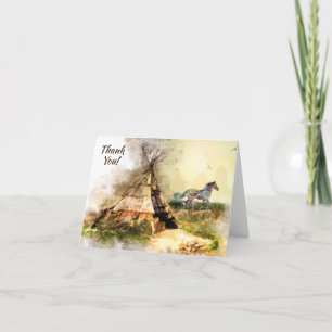 Stammes-Tipi und Indianer-Pony Boho-Horse-Teepee Dankeskarte