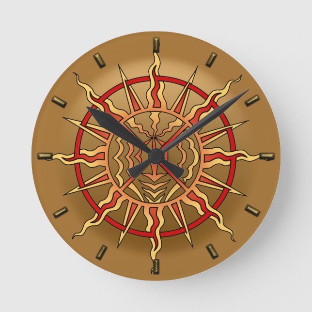 Stammes- Uhrmoderner gebürtiger Sun-Wanduhr-Dekor Runde Wanduhr (Vorderseite)