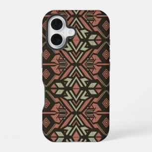 Stammes-Vibes – Erdige geometrische Azteken-Muster iPhone 16 Hülle