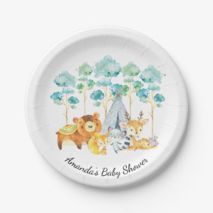 Stammes- Waldtier-Babyparty 7" Platte Pappteller