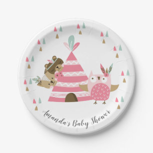 Stammes- Waldtier-Babyparty 7" Platte Pappteller
