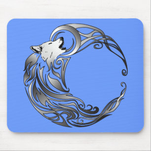 Stammes- Wolf - schattiert Mousepad