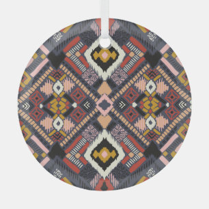 Stammesafrikanisches Chevron-Aztek-Muster Ornament Aus Glas