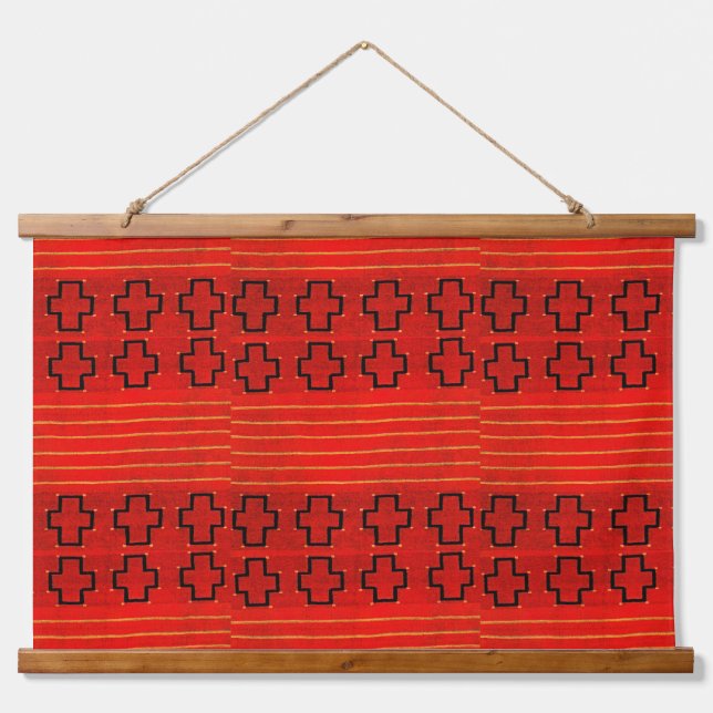 Stammesamerikaner Südwest Weaving Navajo Wandteppich Mit Holzrahmen (Vorne)