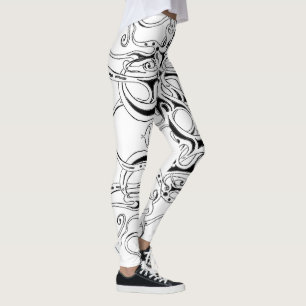 Stammesdesign in Schwarz und Weiß Leggings