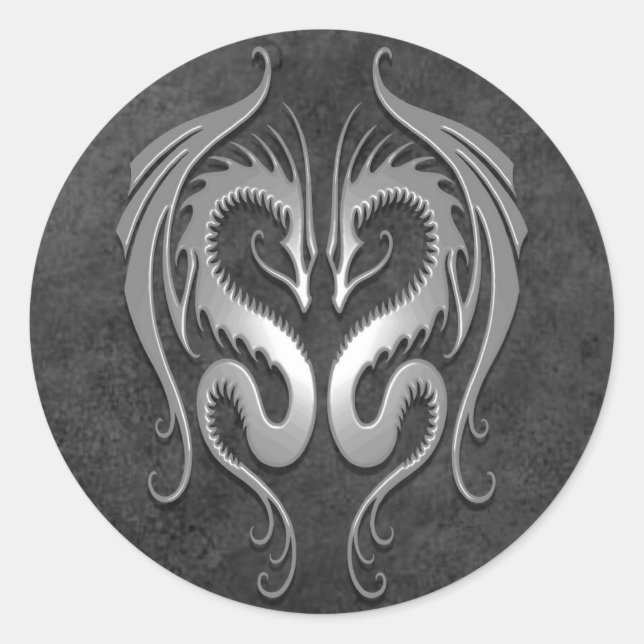 Stammesdrachen, dunkel runder aufkleber (Vorderseite)