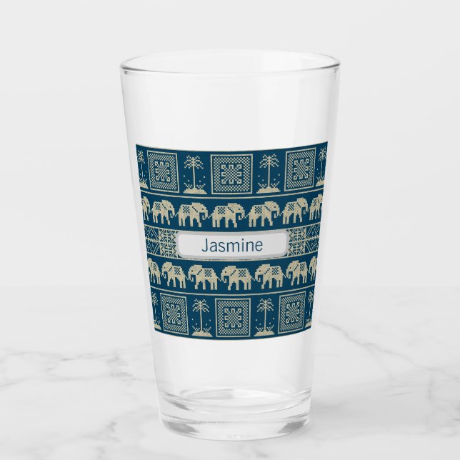 StammesElefanten und Personalisierte Bäume Glas (Vorderseite)