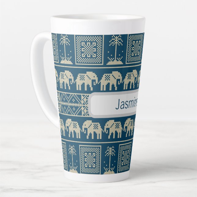 StammesElefanten und Personalisierte Bäume Milchtasse (Linke Ecke)