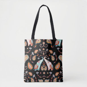 Stammeselementar: Watercolor Paisley Muster. Tasche