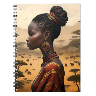 Stammesfrauen, die ihre afrikanische Landschaft be Notizblock