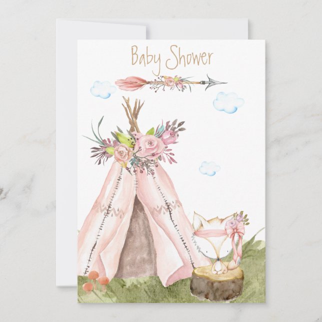 *~* Stammesfürst Boho Fox Wald Einladung (Vorderseite)