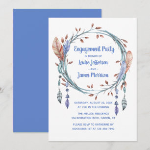 Stammesfüßer Blue Boho Engagement Party Einladung