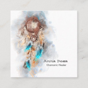 *~* Stammesheilige Shamen Shamanic Dream Catcher Quadratische Visitenkarte