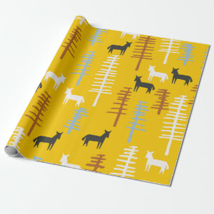 StammesHintergrund mit Pferden und Bäumen, kreativ Geschenkpapier