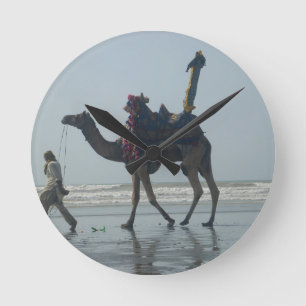 Stammeskamelritt: Morgentiefes Sand & Meer Runde Wanduhr