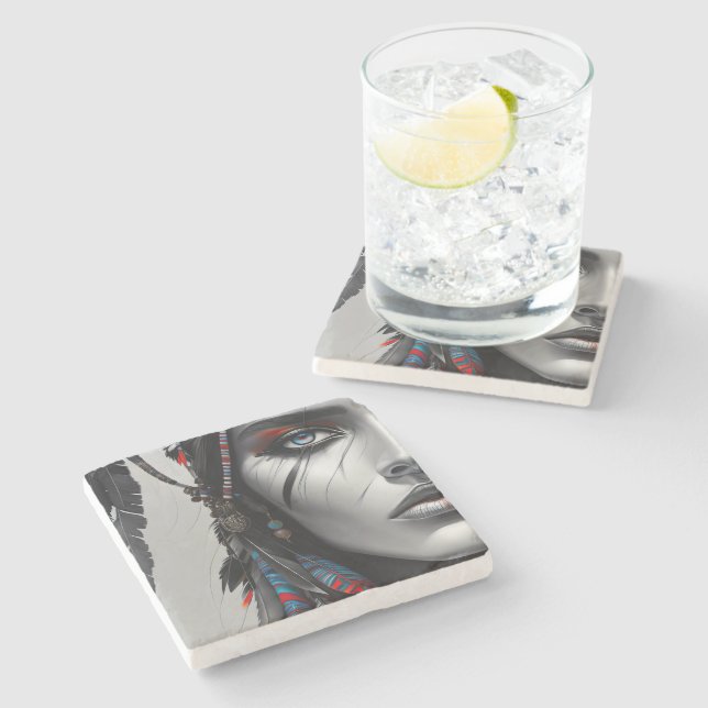 Stammeskrieger Steinuntersetzer (Seitenansicht)