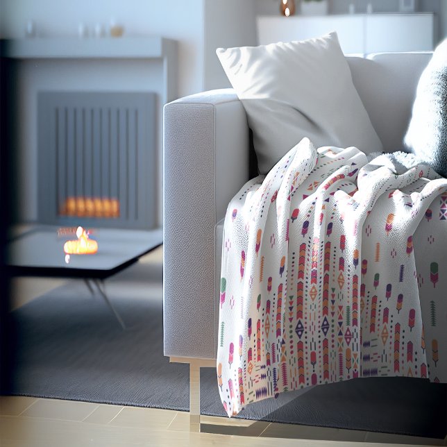 Stammeskunst in strukturiertem Muster Fleecedecke (Tribal Folk Art In Structured Pattern Fleece Blanket)
