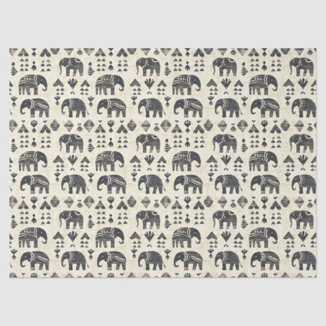 Stammeslefant Boho-Muster (1) Seidenpapier (Vorderseite)
