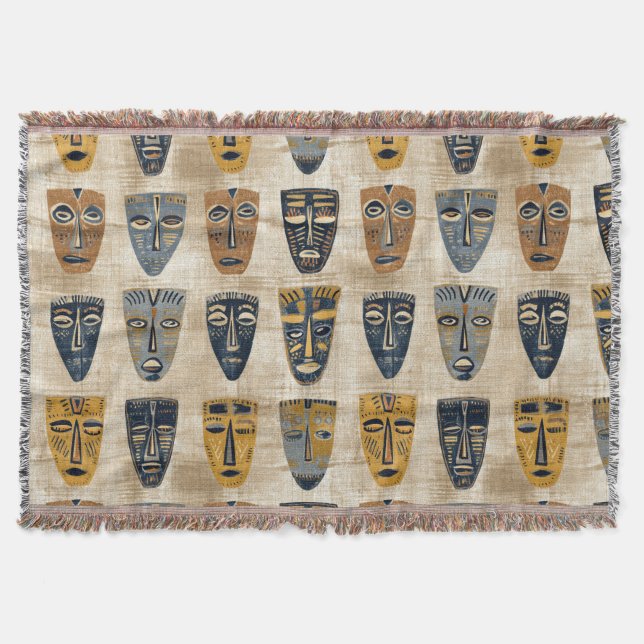 Stammesmaske Boho-Muster Decke (Vorderseite)