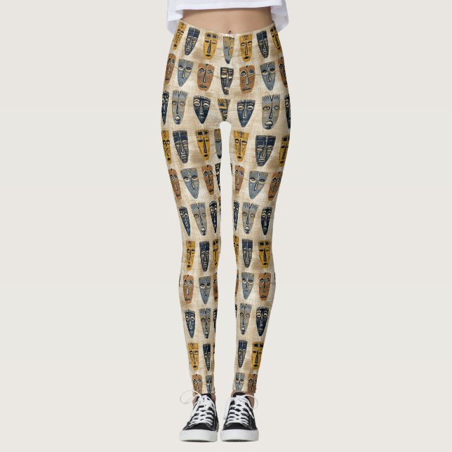 Stammesmaske Boho-Muster Leggings (Vorderseite)