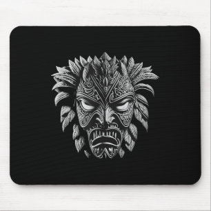 Stammesmaske Schwarz-Weiß-Design, Polynesischer Kr Mousepad