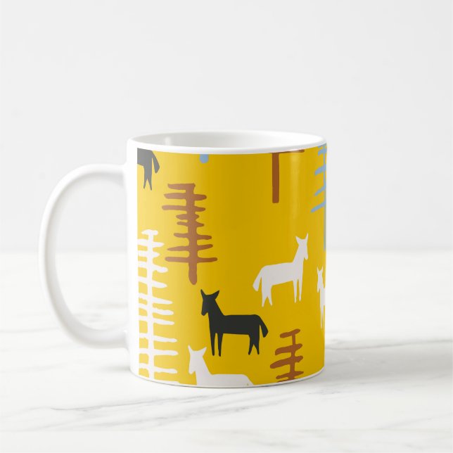 Stammespferde: Waldtrommel nahtlos Kaffeetasse (Links)