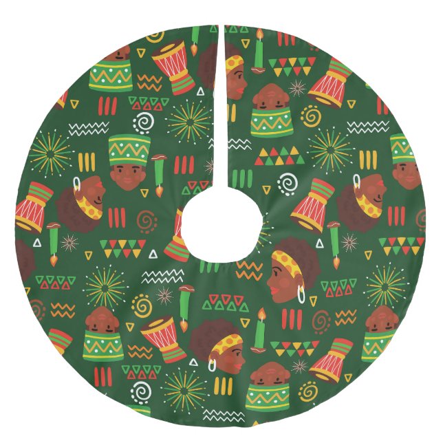 Stammesurlaub in Afrika Polyester Weihnachtsbaumdecke (Vorderseite)