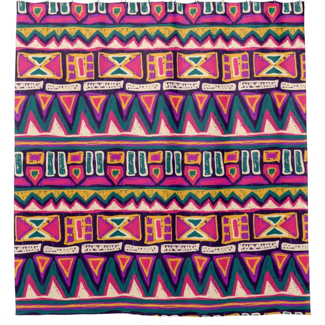 Stammeszeichnungen: handgezeichnet Aztec-Muster. Duschvorhang (Vorderseite)