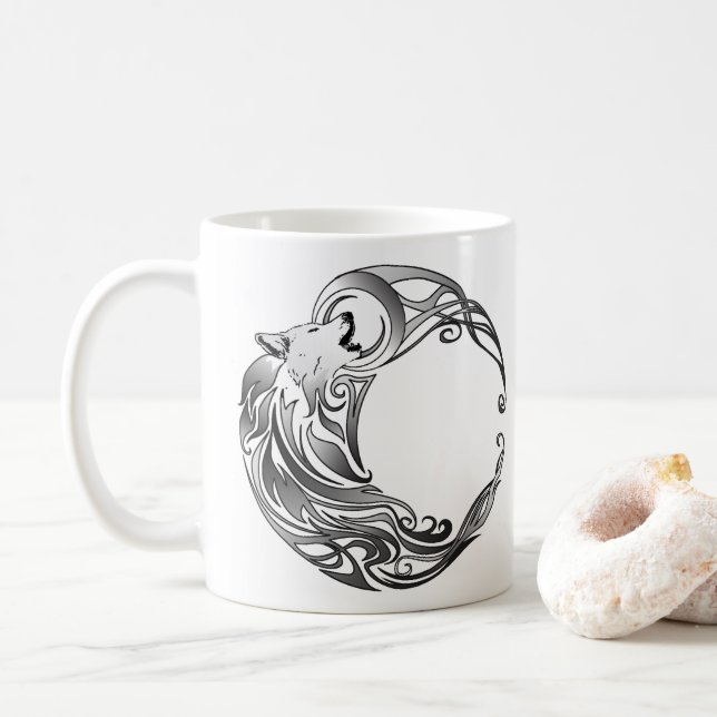 Stammewolf - Schattiert Kaffeetasse (Mit Donut)