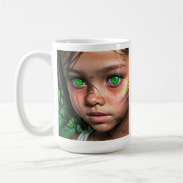 Stammkids | Futuristische Mädchen glühen grüne Aug Kaffeetasse