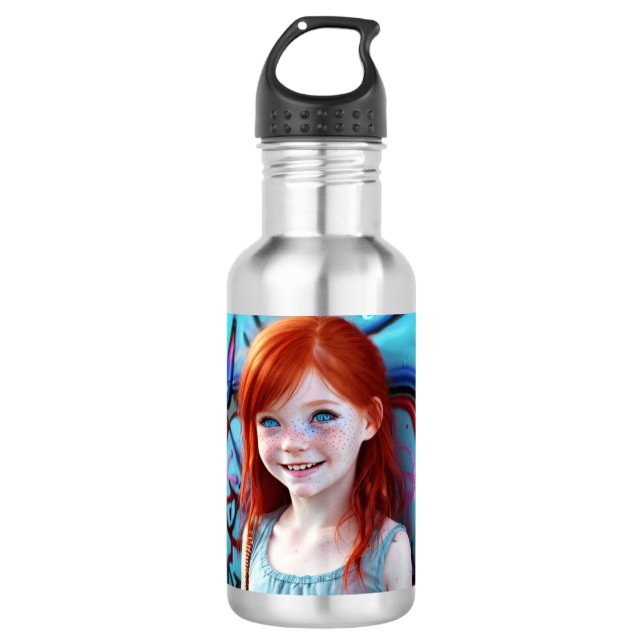 Stammkids | Hübsches kleines Rotkopfmädchen Edelstahlflasche (Vorderseite)