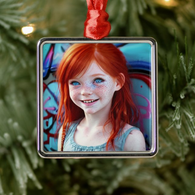 Stammkids | Hübsches kleines Rotkopfmädchen Ornament Aus Metall (Baum)