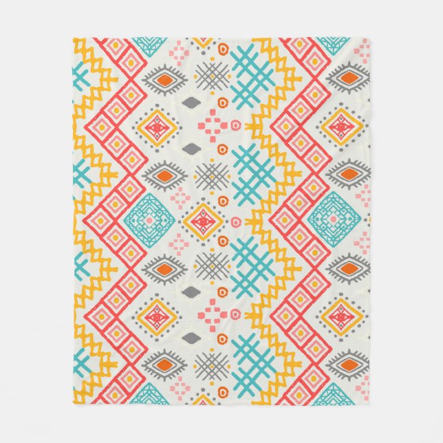 Stammkunst: boho geometrischer Druck. Fleecedecke (Vorderseite)