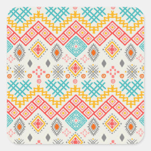 Stammkunst: boho geometrischer Druck. Quadratischer Aufkleber