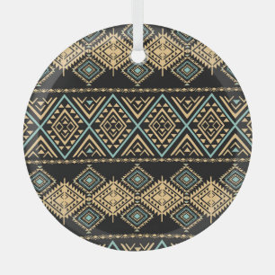 Stammkunst, ethnisch geometrisches, buntes Muster. Ornament Aus Glas
