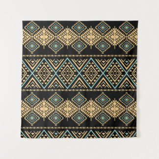 Stammkunst, ethnisch geometrisches, buntes Muster. Wandteppich