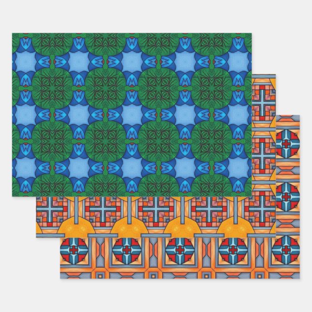 Stammkunst im fett-farbigen Muster Set 11 Geschenkpapier Set (Set)