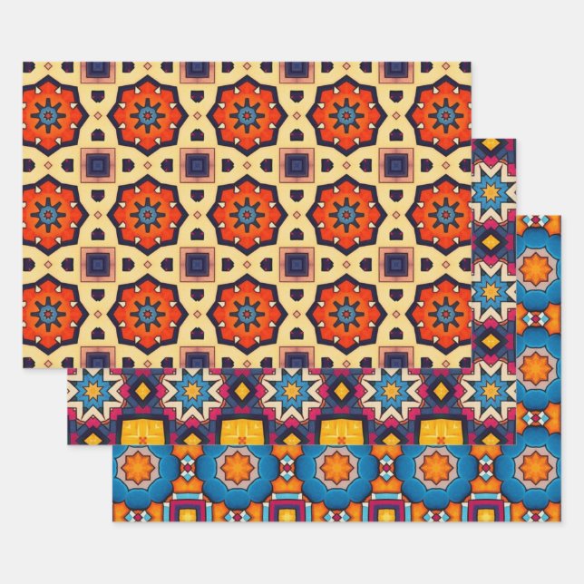 Stammkunst in kühlen Farbmustern Set 2 Geschenkpapier Set (Set)