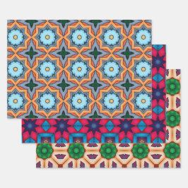 Stammkunst in kühlen Farbmustern Set 5 Geschenkpapier Set