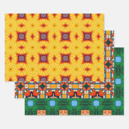 Stammkunst in kühlen Farbmustern Set 6 Geschenkpapier Set