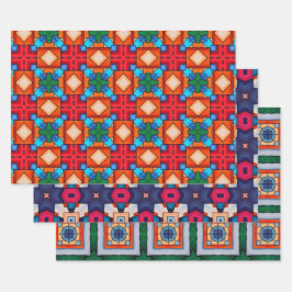 Stammkunst in kühlen Farbmustern Set 7 Geschenkpapier Set