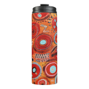 Stammmuster warme Farben Thermosbecher
